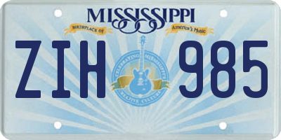 MS license plate ZIH985