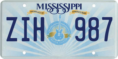 MS license plate ZIH987