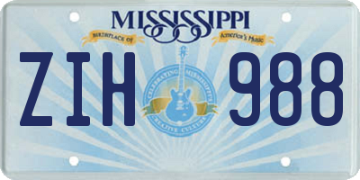 MS license plate ZIH988