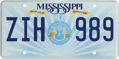 MS license plate ZIH989