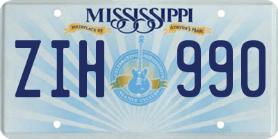 MS license plate ZIH990