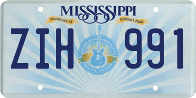 MS license plate ZIH991