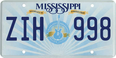 MS license plate ZIH998