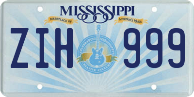 MS license plate ZIH999