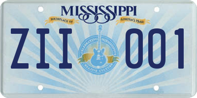 MS license plate ZII001