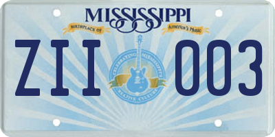 MS license plate ZII003