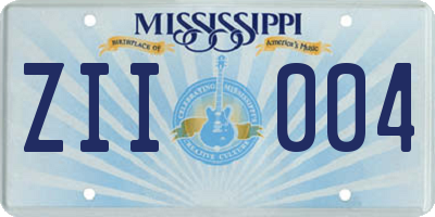 MS license plate ZII004