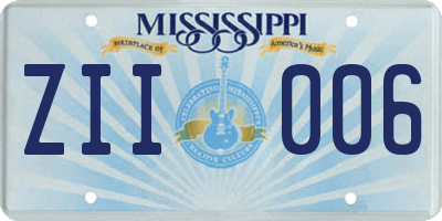 MS license plate ZII006