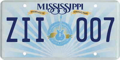 MS license plate ZII007