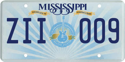 MS license plate ZII009