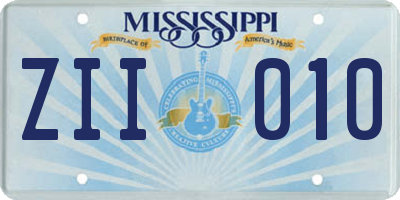 MS license plate ZII010