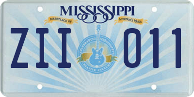 MS license plate ZII011