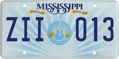 MS license plate ZII013
