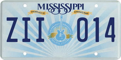 MS license plate ZII014
