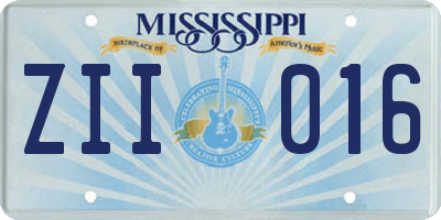 MS license plate ZII016