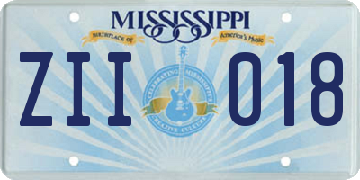 MS license plate ZII018