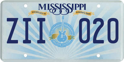 MS license plate ZII020