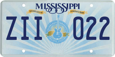 MS license plate ZII022