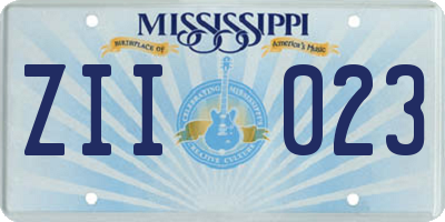 MS license plate ZII023
