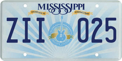 MS license plate ZII025