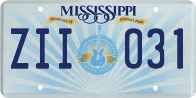 MS license plate ZII031