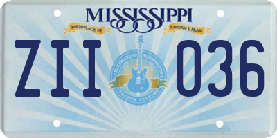 MS license plate ZII036
