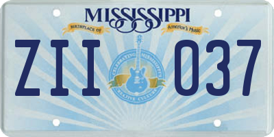MS license plate ZII037