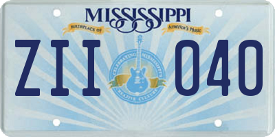 MS license plate ZII040