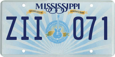 MS license plate ZII071