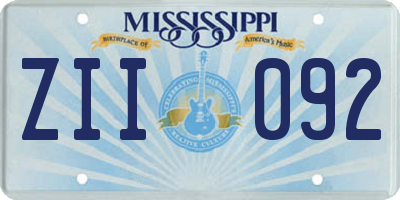 MS license plate ZII092