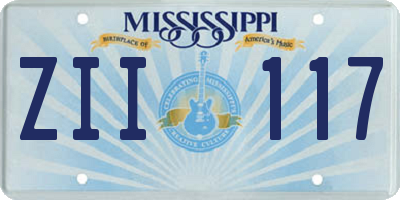 MS license plate ZII117