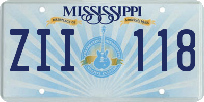 MS license plate ZII118