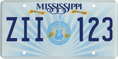 MS license plate ZII123