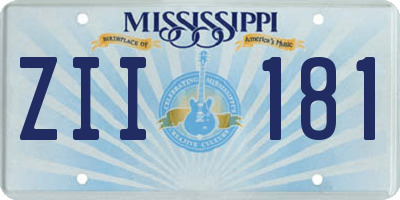 MS license plate ZII181