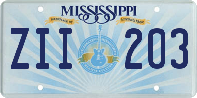 MS license plate ZII203