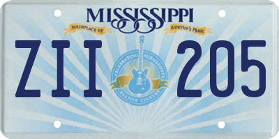 MS license plate ZII205