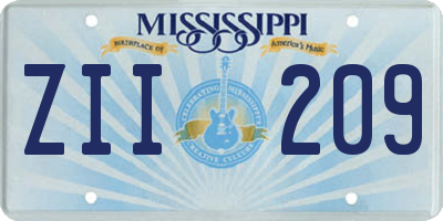 MS license plate ZII209