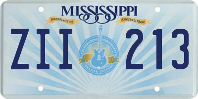 MS license plate ZII213