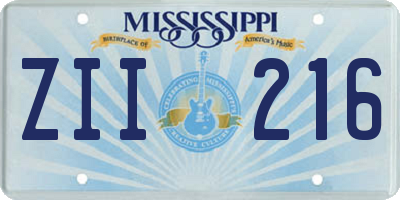 MS license plate ZII216
