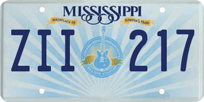 MS license plate ZII217