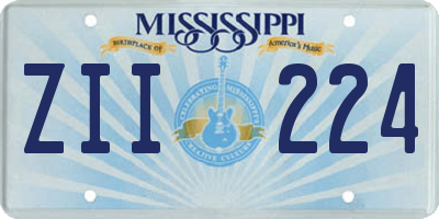 MS license plate ZII224
