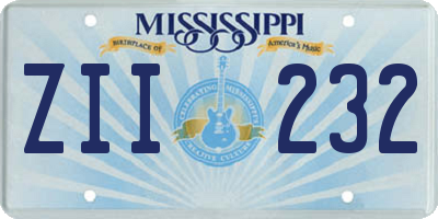 MS license plate ZII232