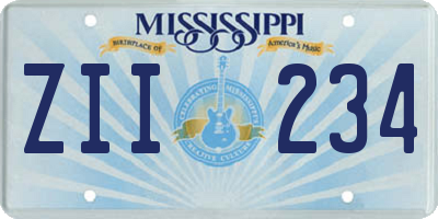 MS license plate ZII234