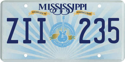 MS license plate ZII235