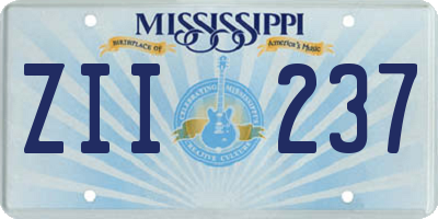 MS license plate ZII237