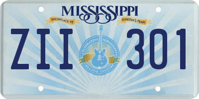 MS license plate ZII301