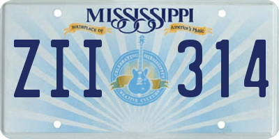 MS license plate ZII314