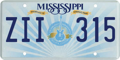 MS license plate ZII315