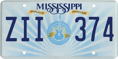 MS license plate ZII374