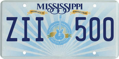 MS license plate ZII500